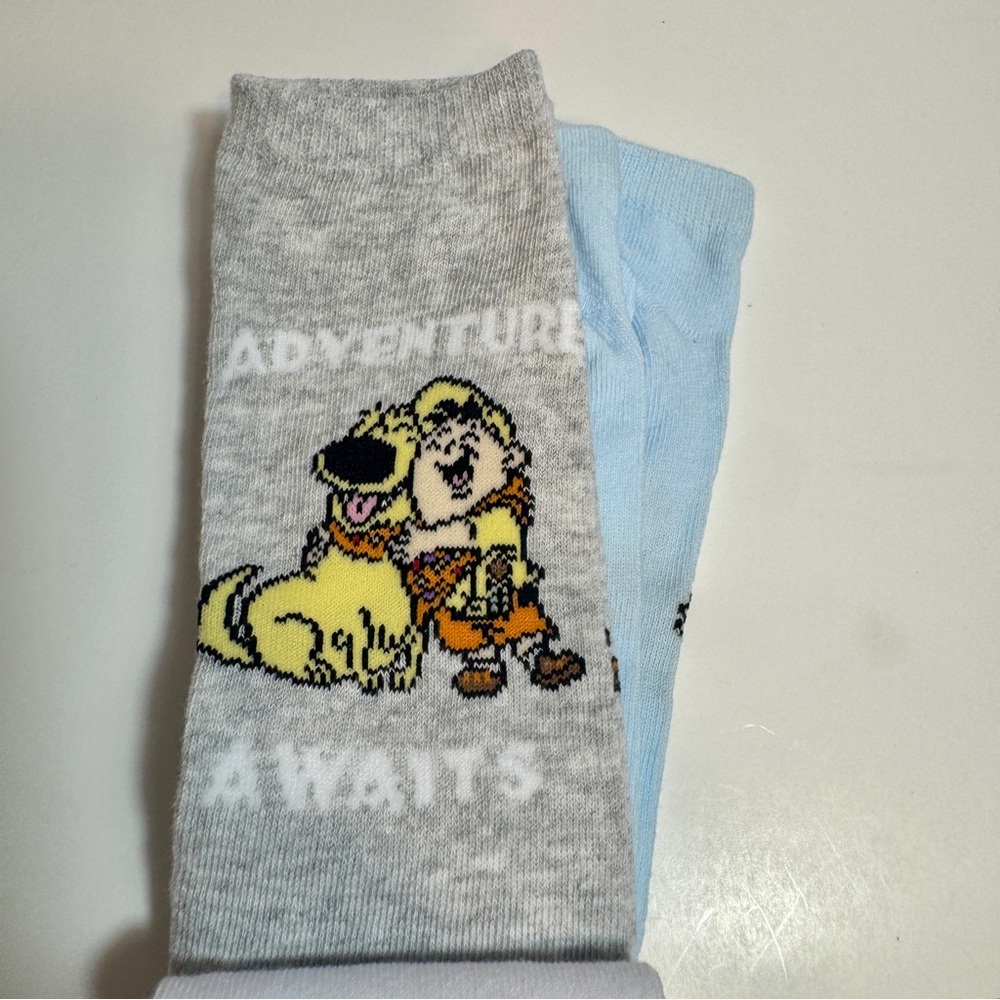 NWT. 3 pairs of socks size 4-7 featuring a "Wilderness Explorer" from movie Up